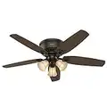 Hunter Fan Company Indoor 53327 52" Builder Low Profile Ceiling Fan with Light, 52 inch, New Bronze finish