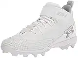 Under Armour Men's Harper 7 Mid Rubber Molded Baseball Cleat Shoe, (100) White/White/Mod Gray, 8.5