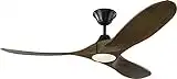 Monte Carlo 3MAVR52BKD Maverick II Energy Star 52" Ceiling Fan with LED Light and Hand Remote Control, 3 Balsa Wood Blades, Matte Black
