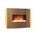 Klarstein Curved Copper L&F - Elektrokamin mit zuschaltbarer Heizfunktion, elektrischer Kamin, E-Kamin, 1000 oder 2000 W, Flammeneffekt, Curved Glass Panel, Timer, Fernbedienung, kupferfarben