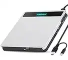 SOMDARHK Externes CD DVD Laufwerk Extern USB 3.0 Type C CD/DVD RW Brenner mit 2 USB & SD/TF,Tragbar Optical Drive DVD CD-ROM Laufwerk für Laptop Windows 11 Mac MacBook Air Pro iMac PC