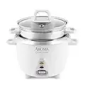 Aroma Housewares 6-Cup (Cooked) / 1.2Qt. Select Stainless Pot-Style Rice Cooker, & Food Steamer, One-Touch Operation, White