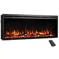 FLAMME 50"/127cm Castello Slim Frame Recessed Media Wall Inset Electric Fireplace with Multi Flame Colours 750W/1500W