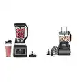 Ninja 2-in-1 Blender with Auto-iQ (BN750UK) 1200 W, 2.1 Litre Jug, 0.7 Litre Cup, Black/Silver & Food Processor with Auto-iQ [BN650UK] 850W, 2.1L Bowl, Silver