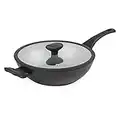 Russell Hobbs RH01860EU7 Sartén Wok, 28cm, De Crystaltech Graphite, Fácil De Limpiar, Cocinar Con Poco o Nada De Aceite, Ligero, Sin PFOA, Apto para Utensilios Metálicos, Apta para Inducción, Aluminio