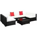 Outsunny 7 Pieces Garden Wicker Sectional Sofa Set Patio Outdoor Furniture All Weather with Cushion