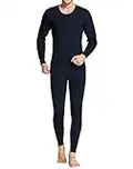 iWoo Men Thermal Base Layer Set Thin Underwear Skiing Baselayer Leggings Cotton Top Bottoms Manufacturer Size XL,(UK Size: M, Black)