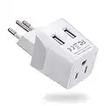 Ceptics Canada to Switzerland Travel Adapter (Type J) - Dual USB - Charge your Cell Phone, Laptops, Tablets - Grounded (CTU-11A)