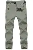 TBMPOY Men's Outdoor Lightweight Windproof Belted Quick-Dry Hiking Pants Thin Sage Green M