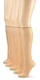 Nur Die 5er Pack Knie Seidenfein 15 DEN transparente Nylon Fein-Kniestrümpfe seidig glänzend breiter Komfortbund Damen, amber, one size