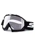 Motorcycle Goggles,ATV Dirt Bike Goggles-Anti UV Safety Goggles Windproof Dustproof Motocross Goggles Anti Scratch Motorcycle Glasses for Cycling Riding/Climbing/Skiing (Black Frame-Clear lens)