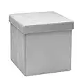 SENSIOHOME Sensio Home Velvet Ottoman Storage Grey Folding Seat Stool Cube Kids Toy Box Bedroom Furniture Footstool Pouffe Shoe