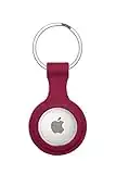 AirTag Keyring Silicone Case with Hook for Apple Air Tag GPS Tracker Bluetooth. Safety; Keys, Bags, Luggage Tracke, Bikes, Dog Cat Collar Anti- Lost Anti-Scratch Shock Resistant (Red)