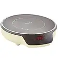 Neoschef Induction Hob - Portable Plug In Cooker Single Hot Plate Electric Stove with Overheating Sensor - Upto 2000W with 8 Power Levels in Buttermilk