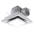 Zeyzer Bathroom Exhaust Fan with LED Light Square Quiet Modern Ceiling Mount Ventilation Fan Combination for Shower/Restroom/Office, 110 CFM 1.0 Sones 4 Inches Duct 110V, White