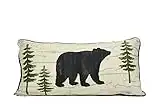 Donna Sharp Throw Pillow - Painted Bear Lodge Decorative Throw Pillow with Bear Pattern - Rectangle