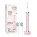 Sonic Electric Toothbrush for Adults,Ultra Whitening Toothbrush Fully Charged for 30 Days Use with 4 Modes 2 Mins Smart Timer 2 Brush Heads,Pink-Phniti