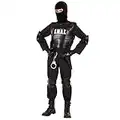 Widmann - Costume enfant S.W.A.T, gilet pare-balles, ceinture avec licol et sac, genouillères, coudières, masque, agent secret, carnaval, soirée à thème