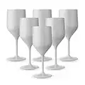 AMZ BETTER Bryna - Set de 6 Pièces Verres Croisiere 25 Cl en Polycarbonate (Plastique Rigide), 100% Design Italien, Verres Incassables, Verres à Vin Réutilisables et Lavables au Lave-Vaisselle, Blanc