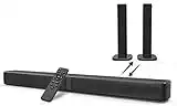 Bluetooth Sound Bars for TV with Dual Subwoofer, 2023 Upgrade 2.2CH Home Theater Audio Detachable Sound Speaker System&10 DSP, HDMI/Optical/Aux/USB Soundbar, 2 in 1 Surround & Wall Mountable 32 Inch
