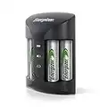 Energizer AA and AAA Battery Charger with 4 AA NiMH Rechargeable Batteries, Recharge Pro Battery Charger for Double A Batteries and Triple A Batteries