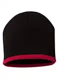 Sportsman Bottom Striped Knit Beanie One Size Black/ Red