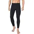 TEERFU Men's Midweight Thermal Underwear Pants Cotton Long Johns Leggings Base Layer Bottoms, XL, Black