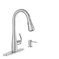 Moen Essie Spot Resist Stainless Pull-Down Sprayer Kitchen Faucet Set with Soap Dispenser - Upgrade Your Kitchen Sink with a Modern Pull Down Spray Head, 87014SRS