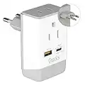 Ceptics Switzerland Plug Adapter, Travel with QC 3.0 & PD, Safe Dual USB & USB-C - 2 USA Socket Compact & Powerful - Quick Charge 3.0 & Power Delivery - Type J AP-11A - Fast Charging
