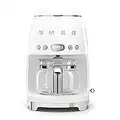 Smeg DCF02WHUK Drip Coffee Machine, Auto-Start Mode, Reuseable Filter, Digital Display, Anti-Drip System, Aroma Intensity Option, 1.4 Litre Tank, White