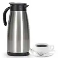 Olerd Jarra térmica de café de 50 onzas, cafetera aislada de acero inoxidable, termo térmico al vacío de doble pared, tetera de 1,5 litros, dispensador de agua de jarra de café (plata)