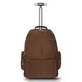 HollyHOME 19 inches Wheeled Rolling Backpack for Men and Women Business Laptop Travel Backpack Bag, Brown