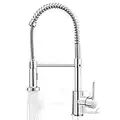 Pakuyi Spring Kitchen Sink Faucet Single Handle Single Lever High Arc Spring Faucet 360° Swivel Spring Kitchen Mixer Tap with Pull Out Sprayer with 2 Modes Spray (Spring tap)