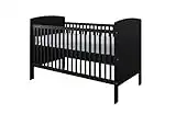 New Large 3 in 1 Classic Baby Cot Bed Black Convertible Philip Cot Bed Junior Toddler Bed + ECO HD Airflow Nursery Fibre Mattress/Baby Cot Bed & Mattress 140x70cm