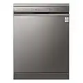 LG DF222FPS - Lavavajillas 60 cm y Capacidad de 14 Cubiertos, Lavavajillas LG con Lavado Dual a Vapor, Función QuadWash y TrueSteam, App y Motor Inverter Direct Drive, Color Inox Antihuellas