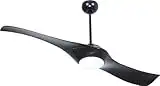 Craftmade 54" Vogue VG54FB2 Indoor Ceiling Fan with Unique 2 Blade Silhouette, Flat Black with Integrated Dimmable 18W LED Light Kit, Optional Cover and UCI 2000-2 Remote and Wall Controls Included