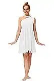 AOBUTE Halloween Women Wilma Costume Dress Adult One Shoulder White Couple Cosplay Outfit L