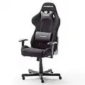 Robas Lund DX Racer 2 Gaming Bürostuhl Schreibtischstuhl mit Wippfunktion Höhenverstellbarer Drehstuhl PC Stuhl Ergonomischer Chefsessel, schwarz-schwarz, B/H/T: ca. 53/126-136/52 cm