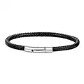 ChainsHouse Black Woven Leather Cord Bracelet for Men Women Cool Leather Wrist Bracelets 20CM