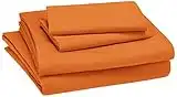 Amazon Basics Kid's Soft Easy-Wash Lightweight Microfiber Sheet Set, Full, Bright Orange