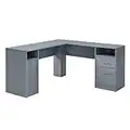 Techni Mobili Functional L-Shaped Computer Desk with storage, L is ⁠59.5" wide x 59.5" Long, Grey