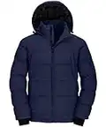 Wantdo Abrigos Cálido Invierno Chaquetas Acolchada a Prueba de Viento Abrigos Forro Polar Grueso Abrigos Hombre Invierno Elegante Hombre Azul Marino Medium