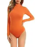 ZABERRY Petite Top Long Sleeves Cosplay Velma Sexy for Women Turtleneck Bodysuit(Small, Orange)