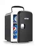 AstroAI Mini Fridge, 4 Liter/6 Can AC/DC Portable Thermoelectric Cooler and Warmer Refrigerators for Father's Day Gift, Skincare, Beverage, Food, Home, Office and Car, ETL Listed (LY0204A/Black)