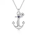 Elequeen Anchor Necklace 925 Sterling Silver Anchor Pendant Sailor Necklace Nautical Jewelry for Women, Valentine's Day/Mother's Day/Christmas Jewerly Gift for Wife/Mom