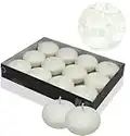 Candelo Juego de 12 velas flotantes sin aroma, velas de té flotantes, color blanco, decoración flotante, velas de té, 4 horas de combustión, luces de natación