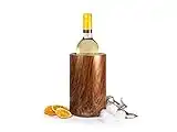 Pinocs Enfriador de botellas prémium con aspecto de madera noble, de acero inoxidable, doble pared, ideal para vino, rosado, champán y champán.