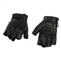 Milwaukee Leather SH195 Men's Black Leather Perforated Gel Padded Palm Fingerless Motorcycle Hand Gloves W/ ‘Open Knuckle’ - Large