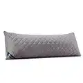 Siluvia Body Pillow for Adults-Premium Adjustable Loft Quilted- Hypoallergenic Fluffy - Quality Plush - Down Alternative Pillow (Gray-LightGray, 21”x54“)