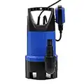 VEATON Portable Submersible Pump 750W 13000L/H, Dirty/Clean Water Pump Automatic or Continuous Manual Operation by Float Switch, Water Transfer Drainage Pump for Pond Garden Pool Hot Tub